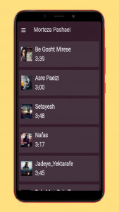 اسکرین شات برنامه آهنگ های مرتضی پاشایی 2