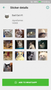اسکرین شات برنامه Sad Cat Stickers - WAStickerApps 2