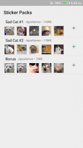 اسکرین شات برنامه Sad Cat Stickers - WAStickerApps 1