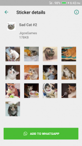 اسکرین شات برنامه Sad Cat Stickers - WAStickerApps 3