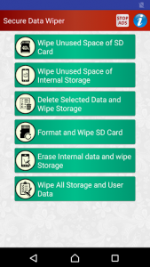 اسکرین شات برنامه Wipe Mobile Phone Storage with Secure Data Wiper 1