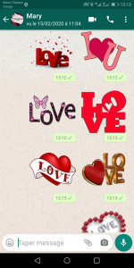 اسکرین شات برنامه WASticker - Love stickers 2