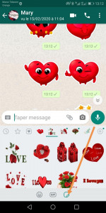 اسکرین شات برنامه WASticker - Love stickers 3