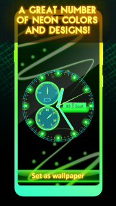 اسکرین شات برنامه Neon Clock Live Wallpaper App 3