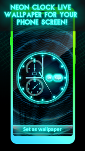 اسکرین شات برنامه Neon Clock Live Wallpaper App 1