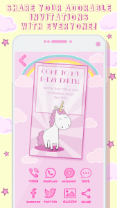اسکرین شات برنامه Unicorn Birthday Invitation Card Maker 8