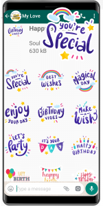 اسکرین شات برنامه WASticker - Birthday stickers 6