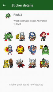 اسکرین شات برنامه Animated Superheroes WASticker 2