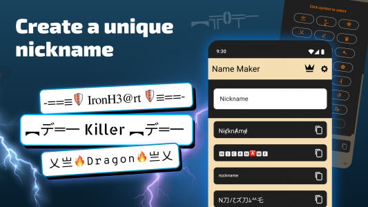 اسکرین شات برنامه Nickname Maker: Gamer names 1