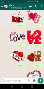 اسکرین شات برنامه WASticker - Love Stickers 1