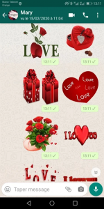 اسکرین شات برنامه WASticker - Love Stickers 3