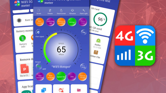 اسکرین شات برنامه WiFi, 5G, 4G, 3G speed test 1