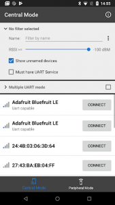 اسکرین شات برنامه Adafruit Bluefruit LE Connect 1