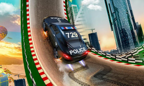 اسکرین شات برنامه Police Ramp Car Jumping Extreme City GT Car Racing 1