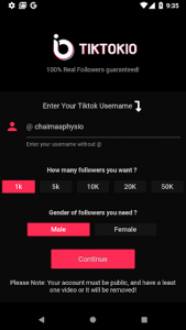 اسکرین شات برنامه Tikio - Free Followers Fans & Hashtags 5