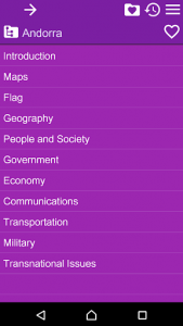 اسکرین شات برنامه World Factbook. Countries Info 4