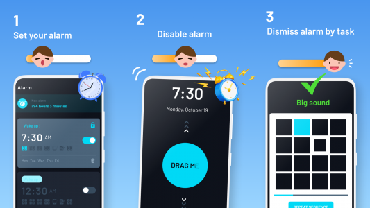 اسکرین شات 1 برنامه Challenge Alarm Clock - Wakeup