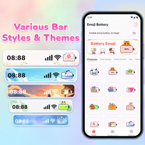 اسکرین شات 1 برنامه Emoji Battery: Cute Status Bar