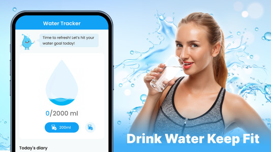 اسکرین شات 1 برنامه Water Tracker - Hydration