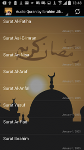 اسکرین شات برنامه Audio Quran by Ibrahim Jibreen 1