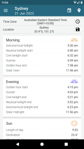 اسکرین شات برنامه Sun Position, Sunrise & Sunset 3