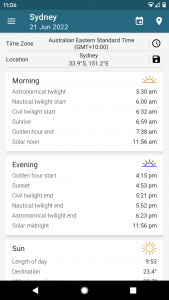 اسکرین شات 3 برنامه Sun Position, Sunrise & Sunset