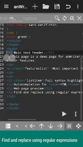 اسکرین شات برنامه anWriter free HTML editor 7