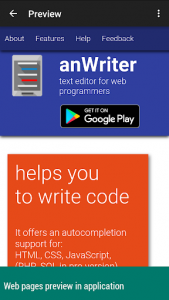 اسکرین شات برنامه anWriter free HTML editor 2