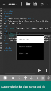 اسکرین شات برنامه anWriter free HTML editor 6