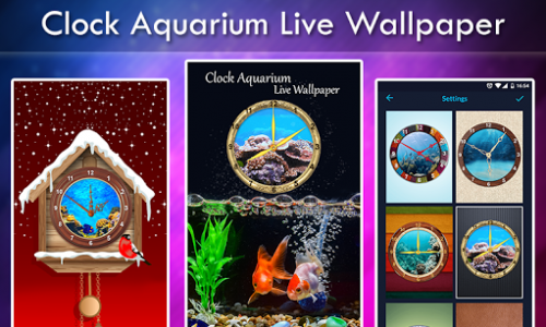 اسکرین شات برنامه Clock Aquarium Live Wallpaper 1