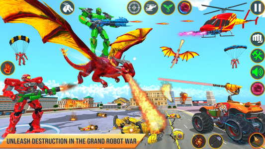 اسکرین شات 3 برنامه Dragon Robot Car Games 3d