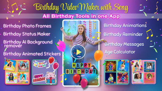 اسکرین شات برنامه Birthday Video Maker With Song 1