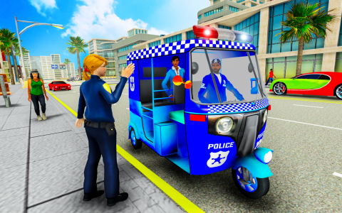 اسکرین شات برنامه Police Tuk Tuk Rickshaw Games 1