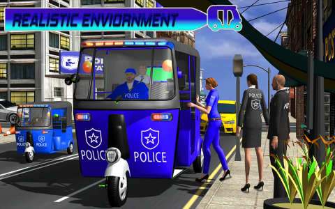 اسکرین شات برنامه Police Tuk Tuk Rickshaw Games 7