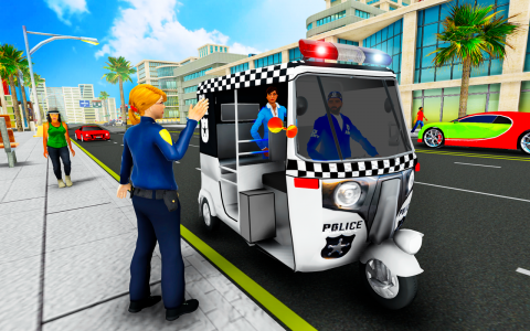 اسکرین شات برنامه Police Tuk Tuk Rickshaw Games 6