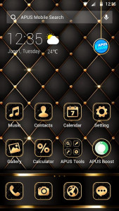 اسکرین شات برنامه Black golden APUS Launcher theme 1