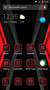 اسکرین شات برنامه Black Red Crystal APUS Launcher theme 1
