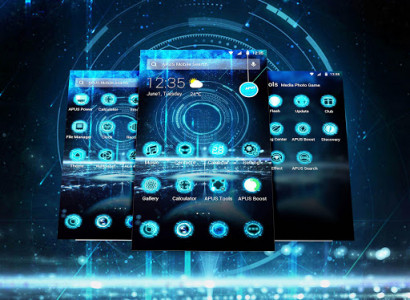 اسکرین شات برنامه Blue Neon Future Tech -- APUS launcher theme 6
