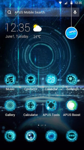 اسکرین شات برنامه Blue Neon Future Tech -- APUS launcher theme 2