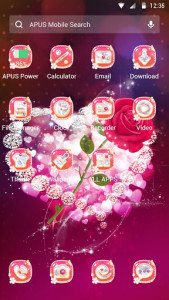 اسکرین شات برنامه Shine Red Heart Rose Love--APUS Launcher theme 3