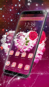 اسکرین شات برنامه Shine Red Heart Rose Love--APUS Launcher theme 1