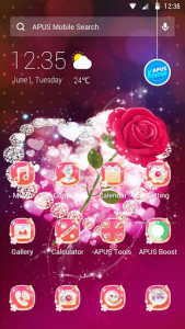 اسکرین شات برنامه Shine Red Heart Rose Love--APUS Launcher theme 2