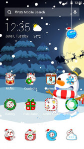اسکرین شات برنامه Merry Christmas Cute Snowman-APUS Launcher theme 4