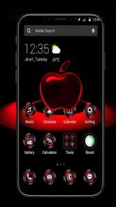 اسکرین شات برنامه Red Neon Apple Dark APUS Launcher Theme 1