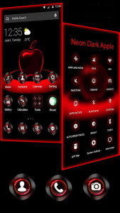 اسکرین شات برنامه Red Neon Apple Dark APUS Launcher Theme 5