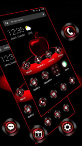 اسکرین شات برنامه Red Neon Apple Dark APUS Launcher Theme 4
