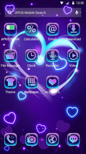 اسکرین شات برنامه Purple romantic love APUS Launcher theme 2
