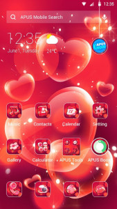 اسکرین شات برنامه Red Love Heart APUS Launcher theme 1