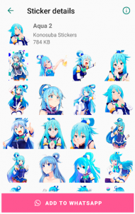 اسکرین شات برنامه Aqua Konosuba Stickers for WhatsApp: WAStickerApps 1