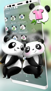 اسکرین شات برنامه Cute Panda Love Theme Launcher 3